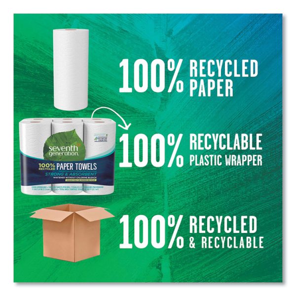 100% Recycled Paper Kitchen Towel Rolls, 2-Ply, 11 x 5.4, 140 Sheets/Roll, 6 Rolls/Pack - Image 2