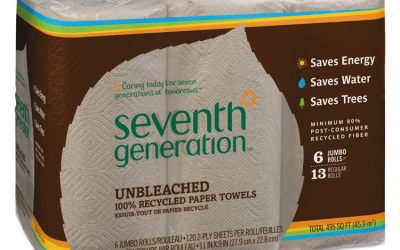 Natural Unbleached 100% Recycled Paper Kitchen Towel Rolls, 2-Ply, 11 x 9, 120/Roll, 6 Rolls/Pack