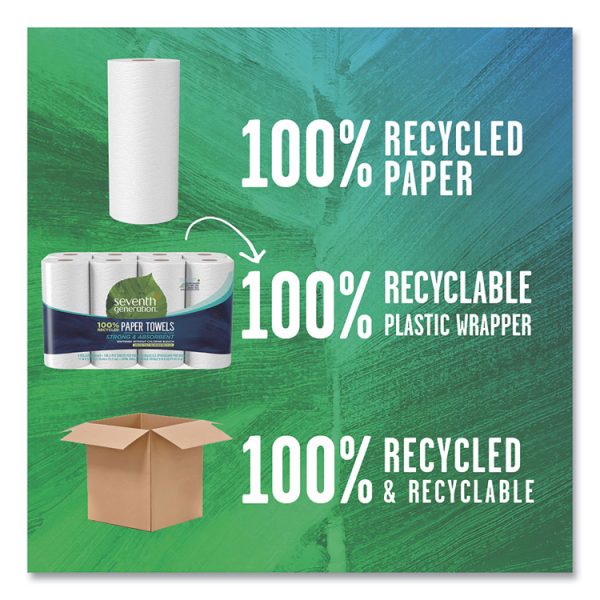 100% Recycled Paper Kitchen Towel Rolls, 2-Ply, 11 x 5.4, 156 Sheets/Rolls, 32 Rolls/Carton - Image 4