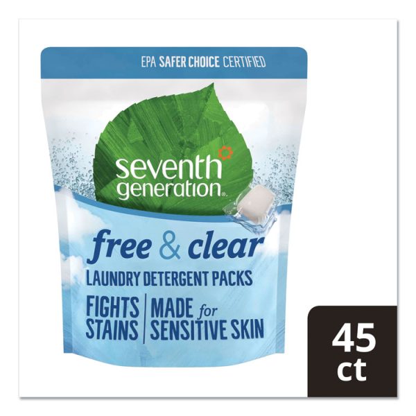 Natural Laundry Detergent Packs, Powder, Unscented, 45 Packets/pack, 8/carton - Image 3