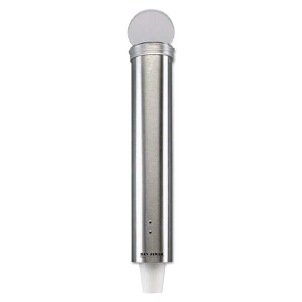 Small Pull-Type Water Cup Dispenser, For 5 Oz Cups, Stainless Steel