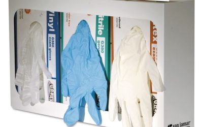 White Enamel Disposable Glove Dispenser, 3-Box, Steel, White, 18 x 3.75 x 10