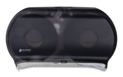 Twin 9″ Jumbo Tissue Dispenser, Classic, 19 x 5.25 x 12, Transparent Black Pearl