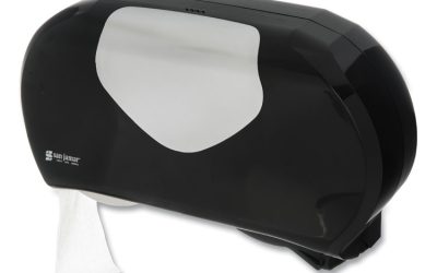 Twin 9″ Jumbo Bath Tissue Dispenser, Summit, 20.07 x 5.88 x 11.9, Black/Faux Stainless Steel