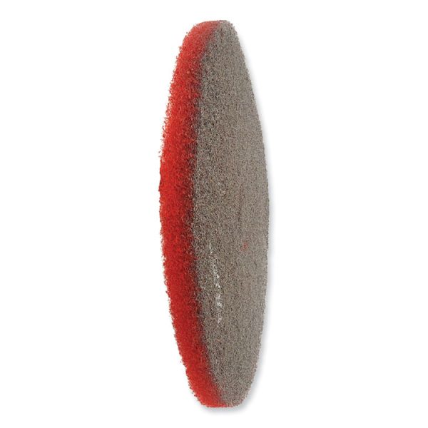 EZ CARE Heavy Duty Scrub Pad, 13" Diameter, Red/Gray, 5/Carton - Image 4