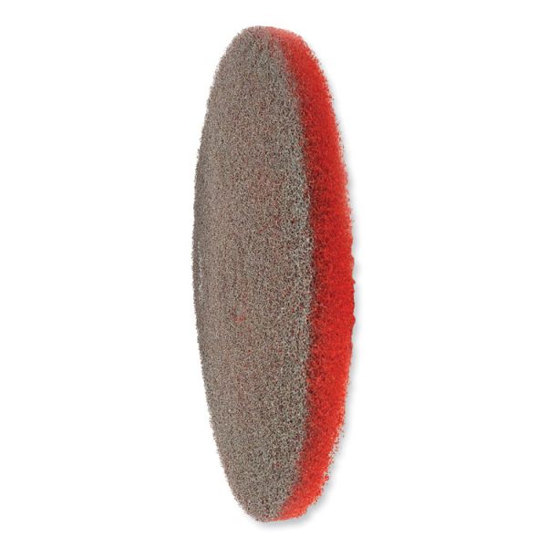 EZ CARE Heavy Duty Scrub Pad, 20" Diameter, Red/Gray, 5/Carton - Image 2