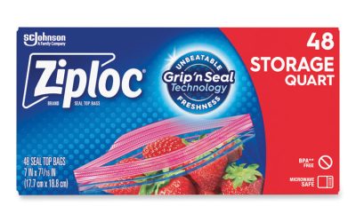 Double Zipper Storage Bags, 1 Qt, 1.75 Mil, 9.63″ X 8.5″, Clear, 9/carton
