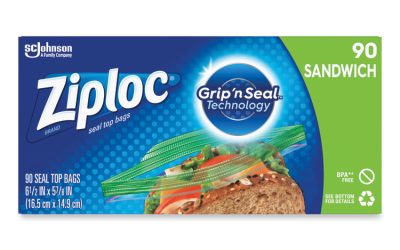 Resealable Sandwich Bags, 1.2 mil, 6.5″ x 5.88″, Clear, 90 Bags/Box, 12 Boxes/Carton