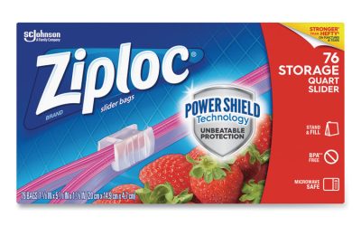 Slider Storage Bags, 1 qt, 5.88″ x 7.88″, Clear, 76 Bags/Box, 9 Boxes/Carton