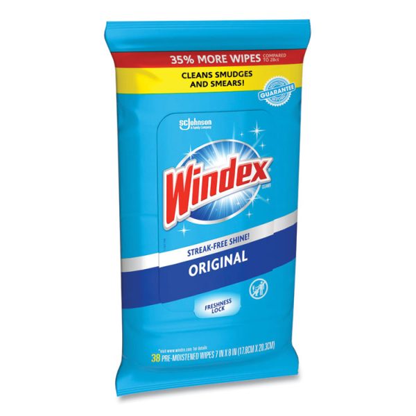 Glass and Surface Wet Wipe, Cloth, 7 x 8, Unscented, White, 38/Pack, 12 Packs/Carton - Image 4