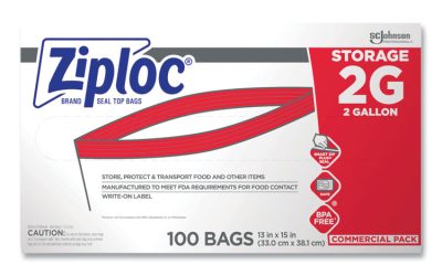Double Zipper Storage Bags, 2 Gal, 1.75 Mil, 15″ X 13″, Clear, 100/carton