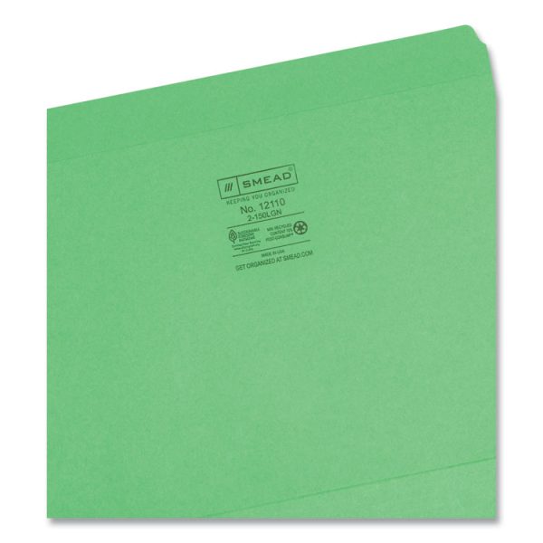 Reinforced Top Tab Colored File Folders, Straight Tabs, Letter Size, 0.75" Expansion, Green, 100/Box - Image 3