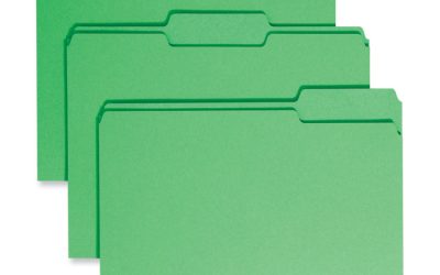 Colored File Folders, 1/3-Cut Tabs: Assorted, Letter Size, 0.75″ Expansion, Green, 100/Box