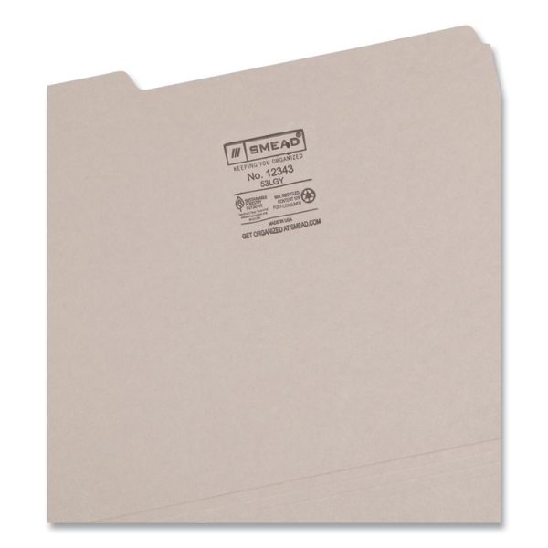 Colored File Folders, 1/3-Cut Tabs: Assorted, Letter Size, 0.75" Expansion, Gray, 100/Box - Image 3