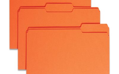 Colored File Folders, 1/3-Cut Tabs: Assorted, Letter Size, 0.75″ Expansion, Orange, 100/Box