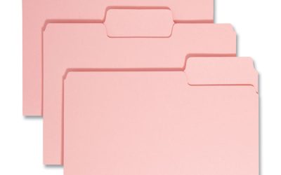 Colored File Folders, 1/3-Cut Tabs: Assorted, Letter Size, 0.75″ Expansion, Pink, 100/Box