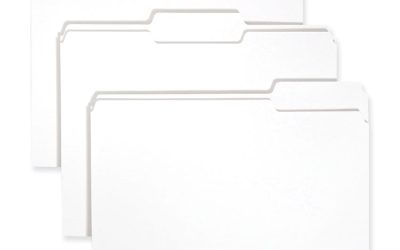Colored File Folders, 1/3-Cut Tabs: Assorted, Letter Size, 0.75″ Expansion, White, 100/Box