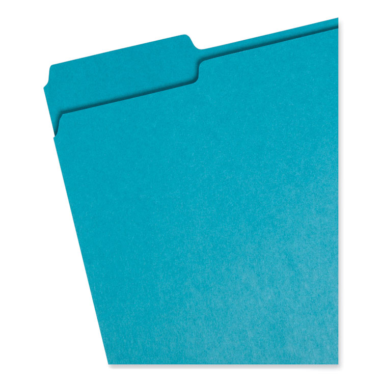 Colored File Folders, 1/3-Cut Tabs: Assorted, Letter Size, 0.75" Expansion, Teal, 100/Box - Image 2