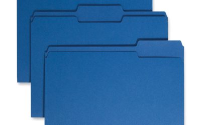 Colored File Folders, 1/3-Cut Tabs: Assorted, Letter Size, 0.75″ Expansion, Navy Blue, 100/Box