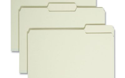 Expanding Recycled Heavy Pressboard Folders, 1/3-Cut Tabs: Assorted, Letter Size, 1″ Expansion, Gray-Green, 25/Box