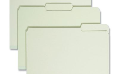 Expanding Recycled Heavy Pressboard Folders, 1/3-Cut Tabs: Assorted, Letter Size, 2″ Expansion, Gray-Green, 25/Box
