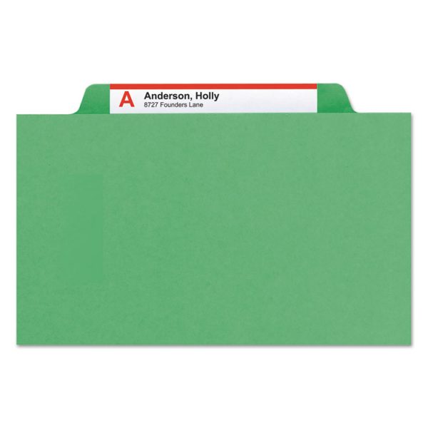 Top Tab Classification Folders, Six SafeSHIELD Fasteners, 2" Expansion, 2 Dividers, Letter Size, Green Exterior, 10/Box - Image 3