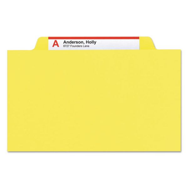 Top Tab Classification Folders, Six SafeSHIELD Fasteners, 2" Expansion, 2 Dividers, Letter Size, Yellow Exterior, 10/Box - Image 3