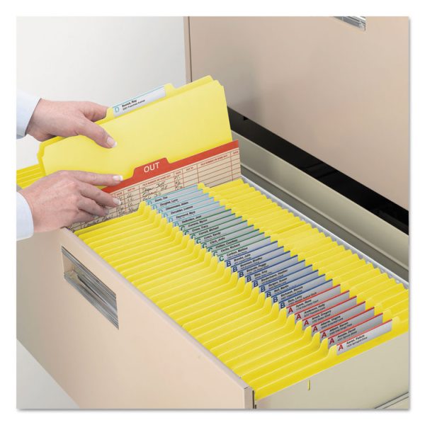 Top Tab Classification Folders, Six SafeSHIELD Fasteners, 2" Expansion, 2 Dividers, Letter Size, Yellow Exterior, 10/Box - Image 4