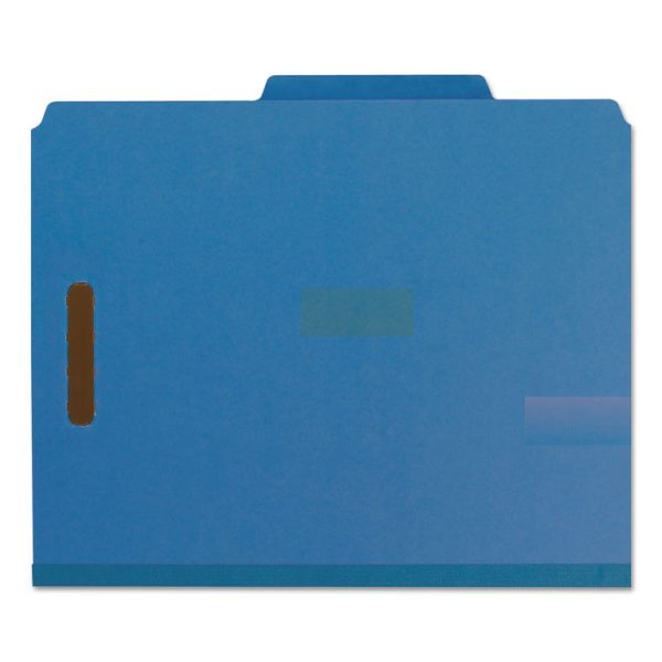 Recycled Pressboard Classification Folders, 2" Expansion, 2 Dividers, 6 Fasteners, Letter Size, Dark Blue, 10/Box - Image 3