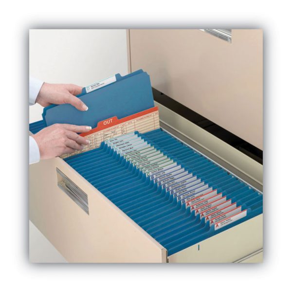 Recycled Pressboard Classification Folders, 2" Expansion, 2 Dividers, 6 Fasteners, Letter Size, Dark Blue, 10/Box - Image 4