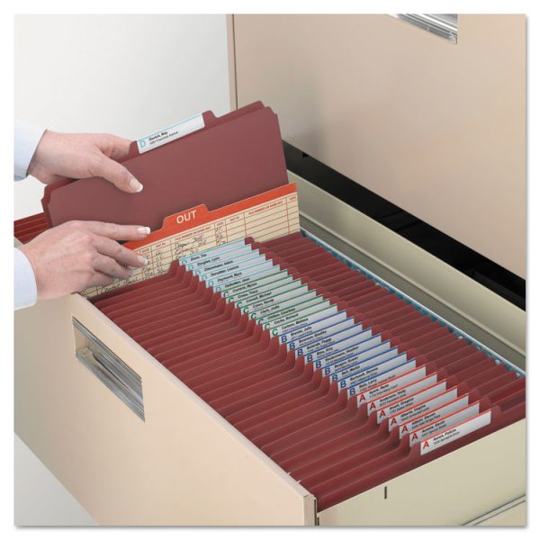 Pressboard Classification Folders, Six SafeSHIELD Fasteners, 2/5-Cut Tabs, 2 Dividers, Letter Size, Red, 10/Box - Image 5
