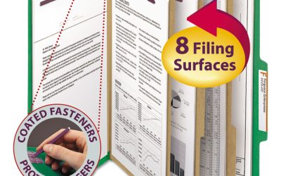 Eight-Section Pressboard Top Tab Classification Folders, Eight SafeSHIELD Fasteners, 3 Dividers, Letter Size, Green, 10/Box