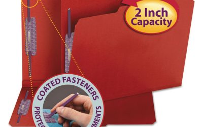 Colored Pressboard Fastener Folders with SafeSHIELD Fasteners, 2″ Expansion, 2 Fasteners, Letter Size, Bright Red, 25/Box