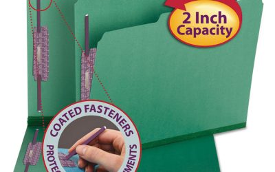 Colored Pressboard Fastener Folders with SafeSHIELD Coated Fasteners, 2″ Expansion, 2 Fasteners, Letter Size, Green, 25/Box