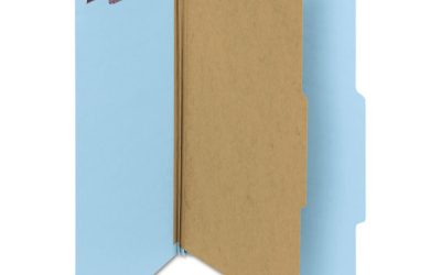 Four-Section Pressboard Top Tab Classification Folders, Four SafeSHIELD Fasteners, 1 Divider, Legal Size, Blue, 10/Box