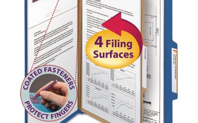 Four-Section Pressboard Top Tab Classification Folders, Four SafeSHIELD Fasteners, 1 Divider, Legal Size, Dark Blue, 10/Box