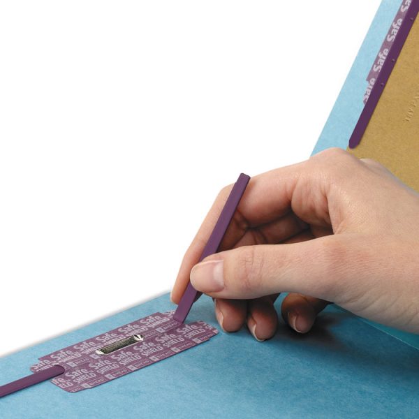 Eight-Section Pressboard Top Tab Classification Folders, Eight SafeSHIELD Fasteners, 3 Dividers, Legal Size, Blue, 10/Box - Image 7