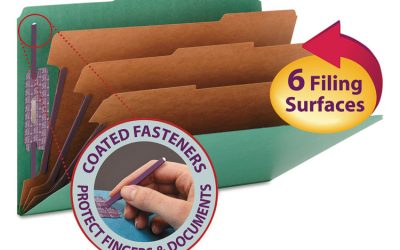 Eight-Section Pressboard Top Tab Classification Folders, Eight SafeSHIELD Fasteners, 3 Dividers, Legal Size, Green, 10/Box