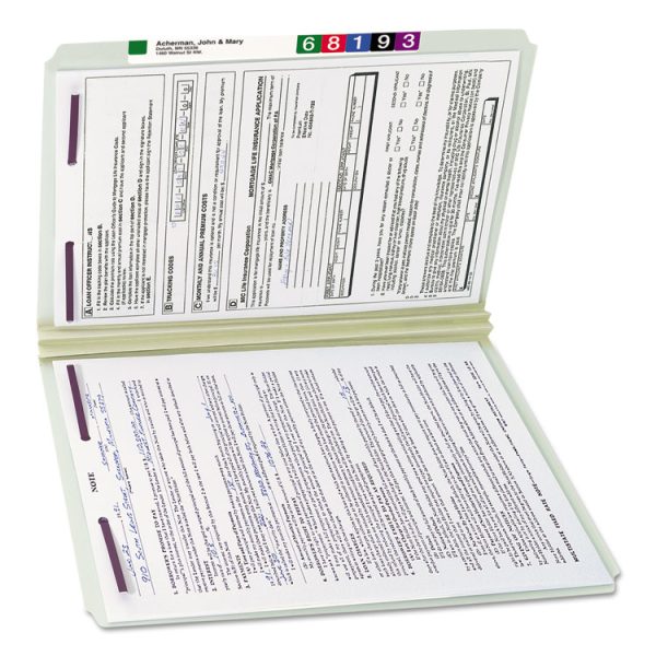 Recycled Pressboard Fastener Folders, Straight Tabs, Two SafeSHIELD Fasteners, 2" Expansion, Legal Size, Gray-Green, 25/Box - Image 7
