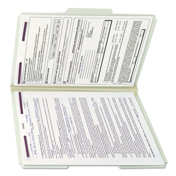 Recycled Pressboard Fastener Folders, 1/3-Cut Tabs, Two SafeSHIELD Fasteners, 1" Expansion, Legal Size, Gray-Green, 25/Box - Image 5