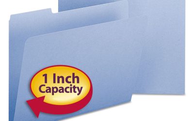 Expanding Recycled Heavy Pressboard Folders, 1/3-Cut Tabs: Assorted, Letter Size, 1″ Expansion, Blue, 25/Box
