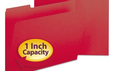 Expanding Recycled Heavy Pressboard Folders, 1/3-Cut Tabs: Assorted, Letter Size, 1″ Expansion, Bright Red, 25/Box
