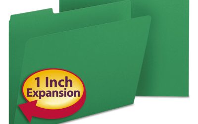 Expanding Recycled Heavy Pressboard Folders, 1/3-Cut Tabs: Assorted, Letter Size, 1″ Expansion, Green, 25/Box