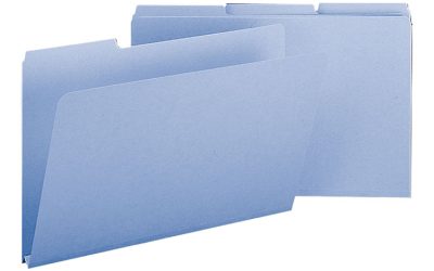 Expanding Recycled Heavy Pressboard Folders, 1/3-Cut Tabs: Assorted, Legal Size, 1″ Expansion, Blue, 25/Box