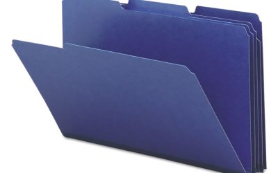 Expanding Recycled Heavy Pressboard Folders, 1/3-Cut Tabs: Assorted, Legal Size, 1″ Expansion, Dark Blue, 25/Box