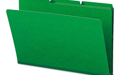 Expanding Recycled Heavy Pressboard Folders, 1/3-Cut Tabs: Assorted, Legal Size, 1″ Expansion, Green, 25/Box