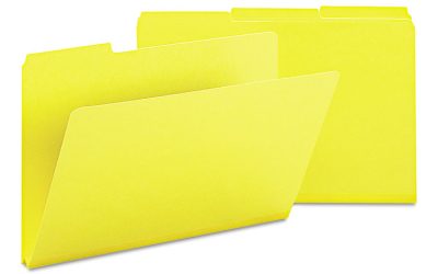 Expanding Recycled Heavy Pressboard Folders, 1/3-Cut Tabs: Assorted, Legal Size, 1″ Expansion, Yellow, 25/Box