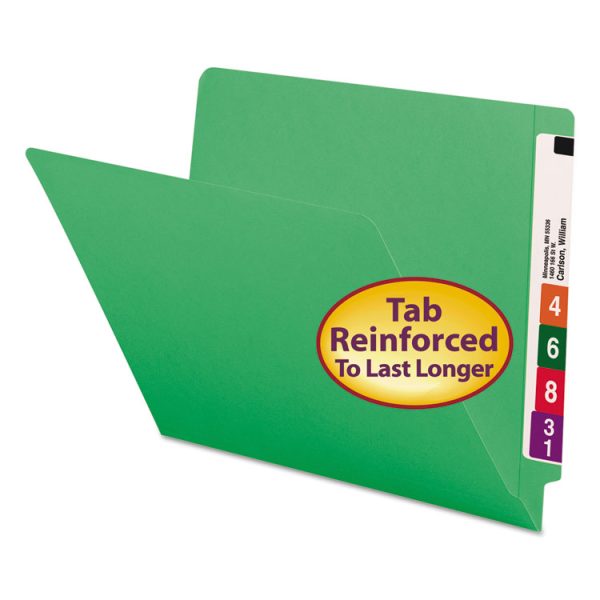 Shelf-Master Reinforced End Tab Colored Folders, Straight Tabs, Letter Size, 0.75" Expansion, Green, 100/Box - Image 3