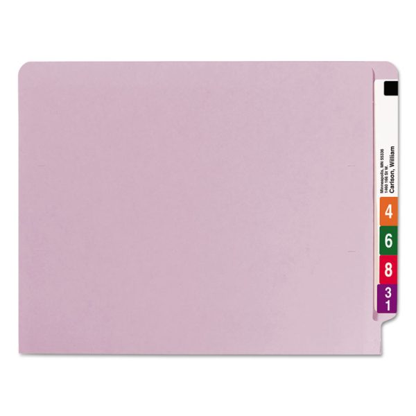 Shelf-Master Reinforced End Tab Colored Folders, Straight Tabs, Letter Size, 0.75" Expansion, Lavender, 100/Box - Image 3
