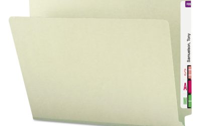 Extra-Heavy Recycled Pressboard End Tab Folders, Straight Tabs, Letter Size, 1″ Expansion, Gray-Green, 25/Box